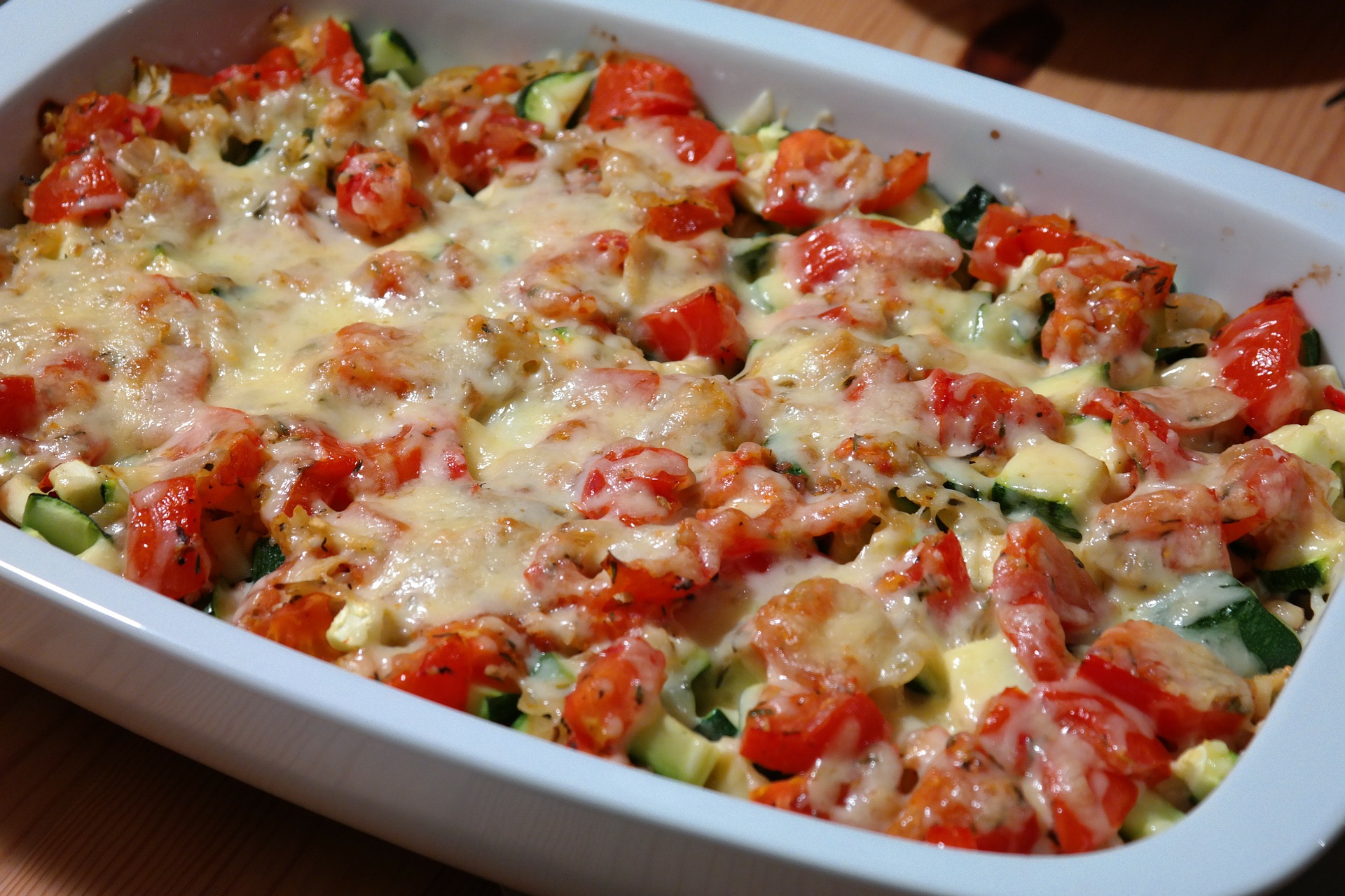 Vegetables sprinkled with melted cheese