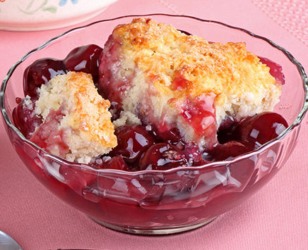 Two bowls of cherry cobbler