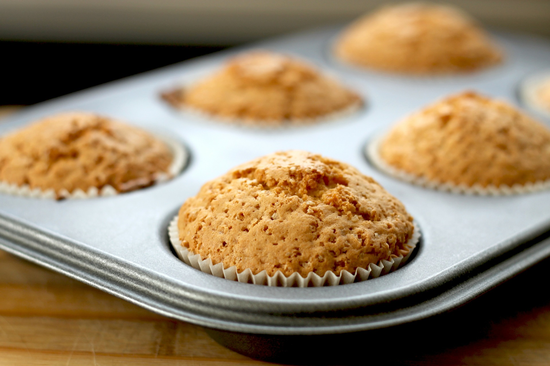 Close-up of muffins in the baking tin
