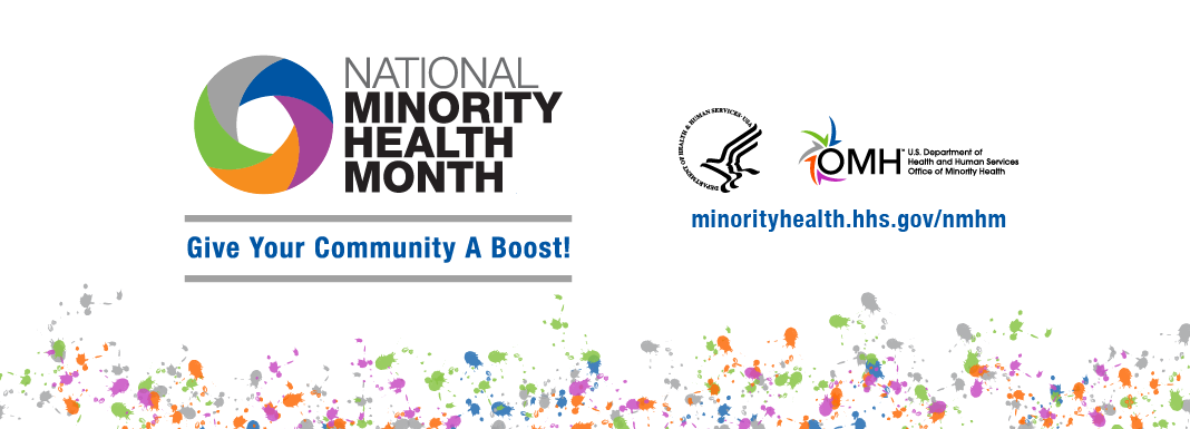 Banner showing logos for National Minority Healthy Month and HHS Office of Mental Health